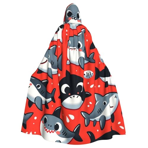 Cartoon-Sharks Hexen-Kapuzenumhang für Erwachsene, Halloween-Kostüm, Kapuzenumhang von Vortithora
