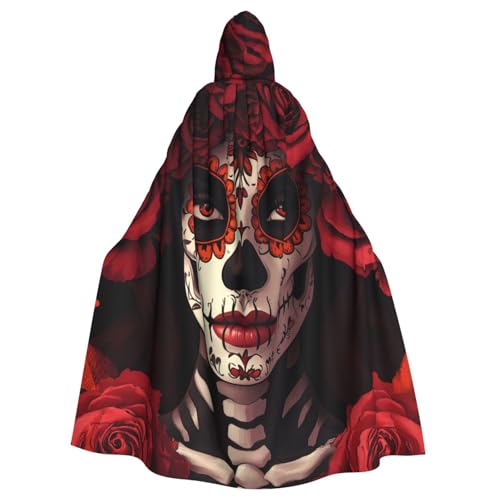 Frauen-Sugar-Skull-Rose Hexen-Kapuzenumhang für Erwachsene, Halloween-Kostüm, Kapuzenumhang Frauen-Sugar-Skull-Rose Hexen-Kapuzenumhang für Erwachsene, Halloween-Kostüm, Kapuzenumhang von Vortithora