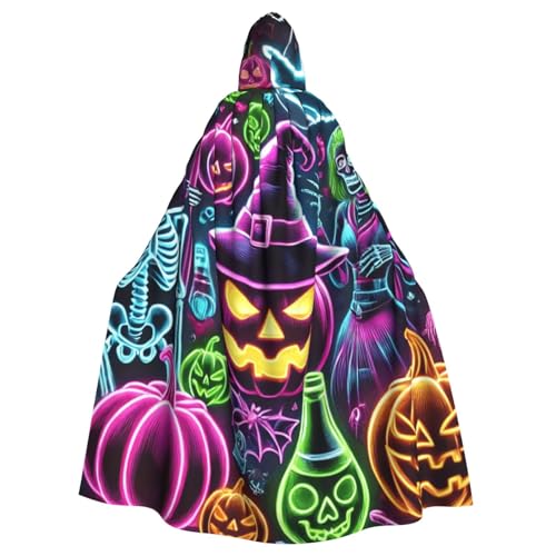 Halloween-Bats-Skeletons-Kürbisse Hexen-Kapuzenumhang für Erwachsene, Halloween-Kostüm, Kapuzenumhang Halloween-Bats-Skeletons-Kürbisse Hexen-Kapuzenumhang für Erwachsene, Halloween-Kostüm, Kapuzenumhang von Vortithora