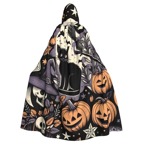 Halloween-Hexen-Kürbis-Skeletons Hexen-Kapuzenumhang für Erwachsene, Halloween-Kostüm, Kapuzenumhang Halloween-Hexen-Kürbis-Skeletons Hexen-Kapuzenumhang für Erwachsene, Halloween-Kostüm, Kapuzenumhang von Vortithora