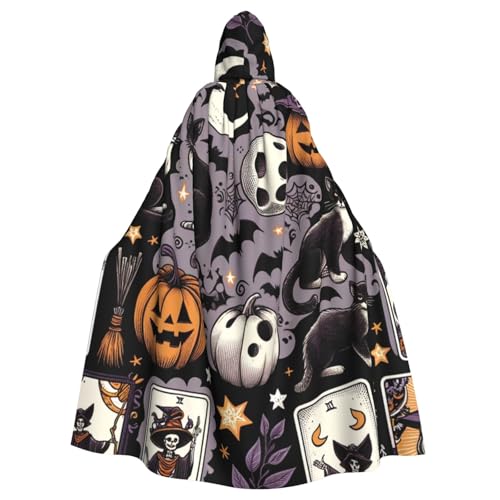Halloween-Tarot-Cards-Skeletons Hexen-Kapuzenumhang für Erwachsene, Halloween-Kostüm, Kapuzenumhang Halloween-Tarot-Cards-Skeletons Hexen-Kapuzenumhang für Erwachsene, Halloween-Kostüm, Kapuzenumhang von Vortithora