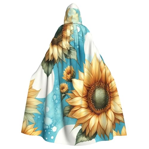 Heller Aquarell-Sonnenblumen-Hexenumhang für Erwachsene, Halloween-Kostüm, Kapuzenumhang Heller Aquarell-Sonnenblumen-Hexenumhang für Erwachsene, Halloween-Kostüm, Kapuzenumhang von Vortithora