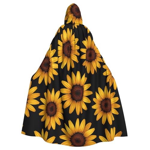 Hexen-Kapuzenumhang mit Sonnenblumen-Muster, Halloween-Kostüm, Kapuzenumhang Hexen-Kapuzenumhang mit Sonnenblumen-Muster, Halloween-Kostüm, Kapuzenumhang von Vortithora