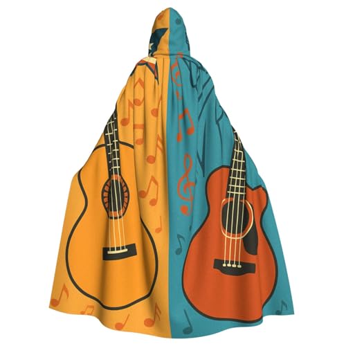 Hexen-Umhang mit Retro-Musik-Gitarre, für Erwachsene, Halloween-Kostüm, Kapuzenumhang Hexen-Umhang mit Retro-Musik-Gitarre, für Erwachsene, Halloween-Kostüm, Kapuzenumhang von Vortithora
