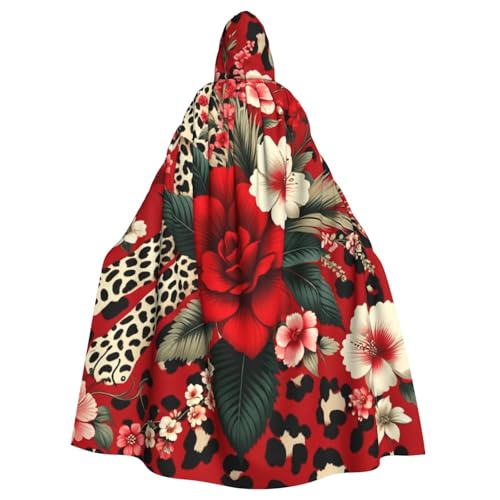 Hexenumhang mit Leopardenmuster, Blumenmuster, Halloween-Kostüm, Kapuzenumhang Hexenumhang mit Leopardenmuster, Blumenmuster, Halloween-Kostüm, Kapuzenumhang von Vortithora