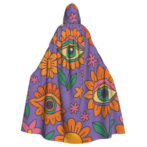 Hexenumhang mit Retro-Auge, Blumenmuster, für Erwachsene, Halloween-Kostüm, Kapuzenumhang Hexenumhang mit Retro-Auge, Blumenmuster, für Erwachsene, Halloween-Kostüm, Kapuzenumhang von Vortithora