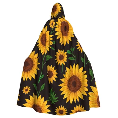 Hexenumhang mit Sonnenblumen-Blumenmuster für Erwachsene, Halloween-Kostüm, Kapuzenumhang Hexenumhang mit Sonnenblumen-Blumenmuster für Erwachsene, Halloween-Kostüm, Kapuzenumhang von Vortithora