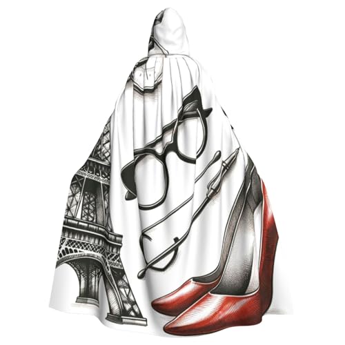 High-Heel-Brille, Eiffelturm, Hexen-Kapuzenumhang, Halloween-Kostüm, Kapuzenumhang High-Heel-Brille, Eiffelturm, Hexen-Kapuzenumhang, Halloween-Kostüm, Kapuzenumhang von Vortithora