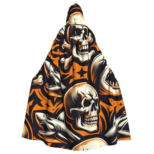 Hipster-Shark-Skull-Orange Erwachsene Hexe Kapuzenumhang Halloween Kostüm Kapuzenumhang Hipster-Shark-Skull-Orange Erwachsene Hexe Kapuzenumhang Halloween Kostüm Kapuzenumhang von Vortithora
