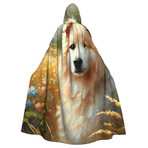 Hunde-Ölgemälde mit Blumenmuster, Hexenumhang, Halloween-Kostüm, Kapuzenumhang Hunde-Ölgemälde mit Blumenmuster, Hexenumhang, Halloween-Kostüm, Kapuzenumhang von Vortithora