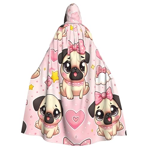 Kawaii-Pug-Love Hexen-Kapuzenumhang für Erwachsene, Halloween-Kostüm, Kapuzenumhang Kawaii-Pug-Love Hexen-Kapuzenumhang für Erwachsene, Halloween-Kostüm, Kapuzenumhang von Vortithora
