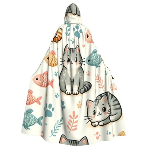Kleiner Fisch-Katze Hexen-Kapuzenumhang für Erwachsene, Halloween-Kostüm, Kapuzenumhang Kleiner Fisch-Katze Hexen-Kapuzenumhang für Erwachsene, Halloween-Kostüm, Kapuzenumhang von Vortithora