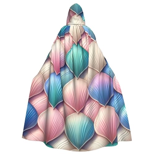 Magic-Mermaid-Fishscale-Pattern Hexen-Kapuzenumhang für Erwachsene, Halloween-Kostüm, Kapuzenumhang von Vortithora