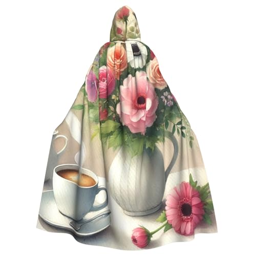 Morning-Bloom-And-Coffee Hexen-Kapuzenumhang für Erwachsene, Halloween-Kostüm, Kapuzenumhang Morning-Bloom-And-Coffee Hexen-Kapuzenumhang für Erwachsene, Halloween-Kostüm, Kapuzenumhang von Vortithora