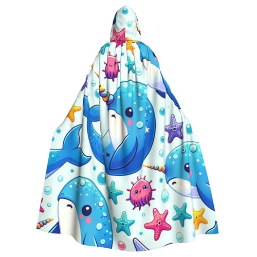 Narwhal-Animal-Of-Sea Hexen-Kapuzenumhang für Erwachsene, Halloween-Kostüm, Kapuzenumhang von Vortithora
