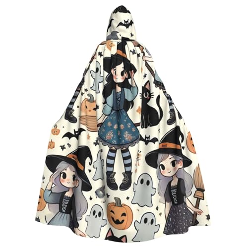 Niedlicher Halloween-Hexen-Katzen-Hexen-Umhang für Erwachsene, Halloween-Kostüm, Kapuzenumhang von Vortithora