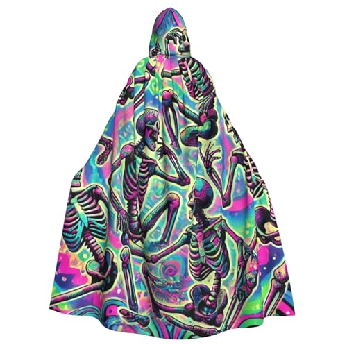 Psychedelic-Halloween-Skeletons Hexen-Kapuzenumhang für Erwachsene, Halloween-Kostüm, Kapuzenumhang Psychedelic-Halloween-Skeletons Hexen-Kapuzenumhang für Erwachsene, Halloween-Kostüm, Kapuzenumhang von Vortithora