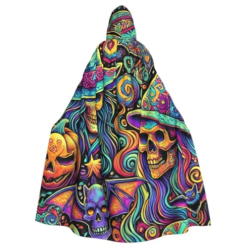 Psychedelic-Skulls-Hexen-Halloween-Hexen-Kapuzenumhang für Erwachsene, Halloween-Kostüm, Kapuzenumhang Psychedelic-Skulls-Hexen-Halloween-Hexen-Kapuzenumhang für Erwachsene, Halloween-Kostüm, Kapuzenumhang von Vortithora