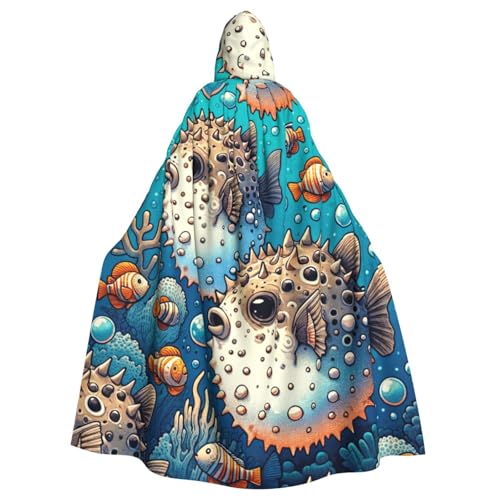 Puffer-Fish-Muster Hexen-Kapuzenumhang für Erwachsene, Halloween-Kostüm, Kapuzenumhang Puffer-Fish-Muster Hexen-Kapuzenumhang für Erwachsene, Halloween-Kostüm, Kapuzenumhang von Vortithora