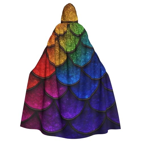 Regenbogenfischschuppen Hexen-Kapuzenumhang für Erwachsene, Halloween-Kostüm, Kapuzenumhang Regenbogenfischschuppen Hexen-Kapuzenumhang für Erwachsene, Halloween-Kostüm, Kapuzenumhang von Vortithora
