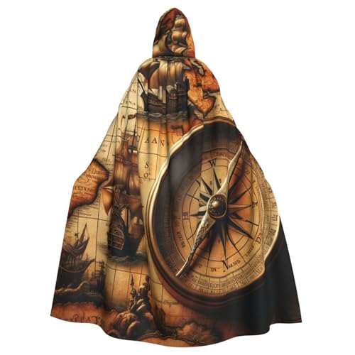 Vintage-Weltkarte Hexen-Kapuzenumhang für Erwachsene, Halloween-Kostüm, Kapuzenumhang Vintage-Weltkarte Hexen-Kapuzenumhang für Erwachsene, Halloween-Kostüm, Kapuzenumhang von Vortithora