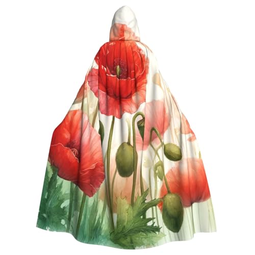 Wasserfarben-Mohnblumen-Hexenumhang für Erwachsene, Halloween-Kostüm, Kapuzenumhang Wasserfarben-Mohnblumen-Hexenumhang für Erwachsene, Halloween-Kostüm, Kapuzenumhang von Vortithora