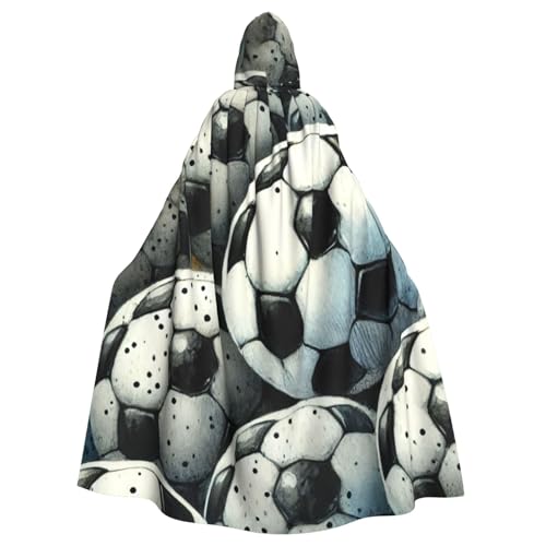 Wasserfarben-Soccer-Ball Hexen-Kapuzenumhang für Erwachsene, Halloween-Kostüm, Kapuzenumhang Wasserfarben-Soccer-Ball Hexen-Kapuzenumhang für Erwachsene, Halloween-Kostüm, Kapuzenumhang von Vortithora
