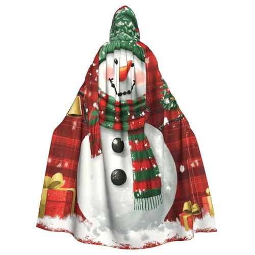 Weihnachtlicher Schneemann-Glocken-karierter Hexen-Kapuzenumhang für Erwachsene, Halloween-Kostüm, Kapuzenumhang Weihnachtlicher Schneemann-Glocken-karierter Hexen-Kapuzenumhang für Erwachsene, Halloween-Kostüm, Kapuzenumhang von Vortithora