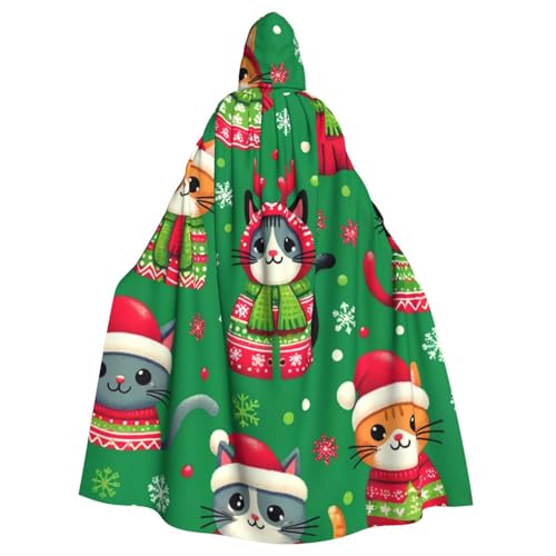 Weihnachts-Katzen-Weihnachtsmann-Hut, Hexen-Kapuzenumhang, Halloween-Kostüm, Kapuzenumhang von Vortithora