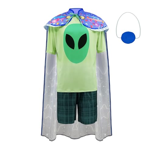 Elio Solis Kostüm für Erwachsene, Grün, Alienkopf, T-Shirt, Sternenkapf, Augenklappe, Halloween-Party, Erdbotschafter, Outfit, Größe XXL Elio Solis Kostüm für Erwachsene, Grün, Alienkopf, T-Shirt, Sternenkapf, Augenklappe, Halloween-Party, Erdbotschafter, Outfit, Größe XXL von Voslett