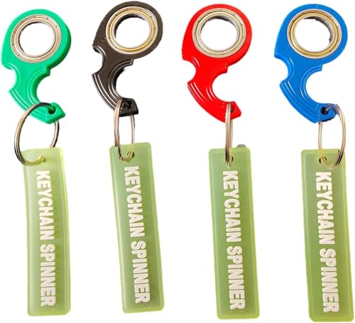 4 Stück Schlüsselanhänger Spinner, Schlüsselanhänger Spinning Keyring Finger Training Spinner Schlüsselanhänger Ring Spielzeug Entspannungsgeschenk Für Kinder Und Erwachsene (Grün, schwarz, rot, blau) von Votvlog