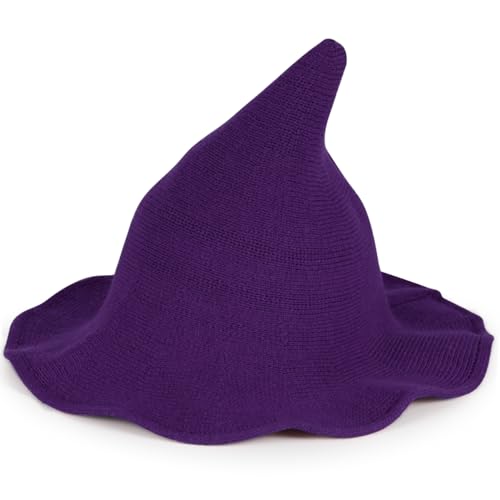 Vovocas Halloween Hexenhut für Frauen - Erwachsene Hexenhüte Kostüm Zubehör für Party Cosplay, Moderner Woll-Partyhut, lustige Hexenkappe für Halloween Dress Up, Lila von Vovocas