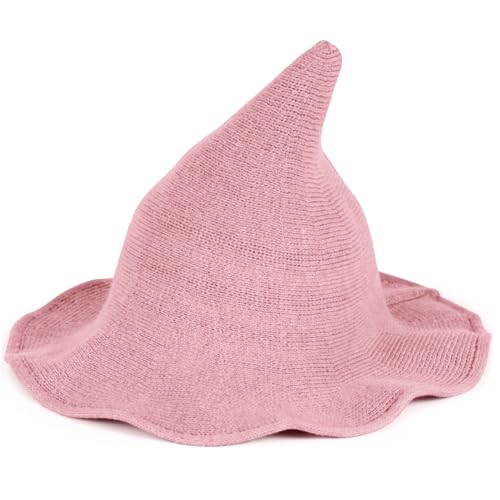 Vovocas Halloween Hexenhut für Frauen - Erwachsene Hexenhüte Kostüm Zubehör für Party Cosplay, Moderner Woll-Partyhut, lustige Hexenkappe für Halloween Dress Up, Rosa von Vovocas
