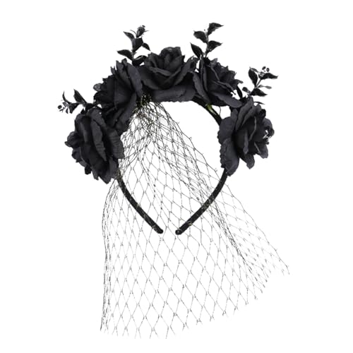 Halloween-Haarband, Halloween-Netz-Haarband, Halloween-Performance-Party-Kopfband, Simulated Garland Veil Haarband, Gothic Flower Hair Hoops Zubehör für Kinder, und Mädchen Halloween-Haarband, Halloween-Netz-Haarband, Halloween-Performance-Party-Kopfband, Simulated Garland Veil Haarband, Gothic Flower Hair Hoops Zubehör für Kinder, und Mädchen von Vriusi