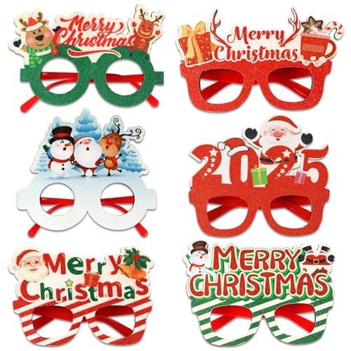 Vriusi 6 Stück 2025 Weihnachtsglasrahmen, Feiertags-Eyewear Weihnachtsgläser, Foto-Requisiten für New Year Gläser, Feiertags-Kostüm, Augengläser, Weihnachtsgläser für Weihnachtsfeiertagsdekoration Vriusi 6 Stück 2025 Weihnachtsglasrahmen, Feiertags-Eyewear Weihnachtsgläser, Foto-Requisiten für New Year Gläser, Feiertags-Kostüm, Augengläser, Weihnachtsgläser für Weihnachtsfeiertagsdekoration von Vriusi