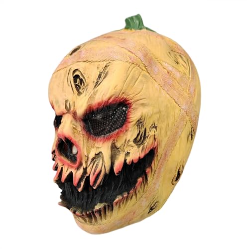 Vriusi Halloween-Cosplay-Gesichtsbedeckung, Erwachsenenkürbis-Kopf-Requisite, weich, atmungsaktiv, elastischer Gesichtsschutz für Karneval, Bühne von Vriusi