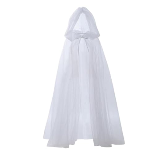 Vriusi Halloween Hooded Cape, Halloween Cosplay Ghost Hooded Cloak, Long Ghost Kostüm Wizard Cloak, Tod Witch Mesh Long Cloak, Performance Kostüm für Erwachsene und Jugendliche von Vriusi