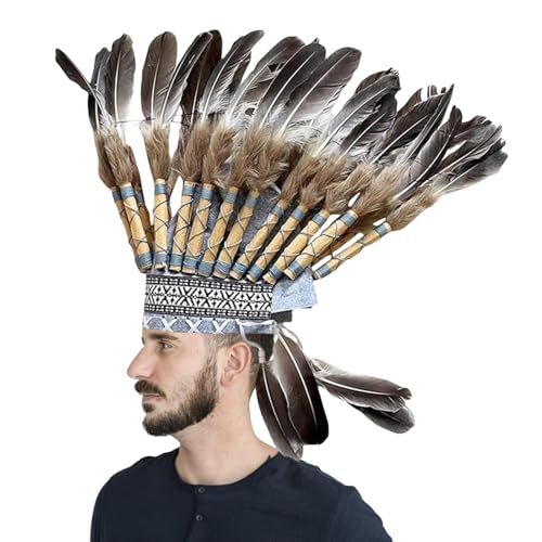 Vriusi Kostüm für Köche aus Federn, Kopfschmuck aus Federn, indigene Feder-Haarschmuck, dekorativer Hut aus einheimischen Federn, Feder-Zubehör, Kopfbedeckung aus Federn Vriusi Kostüm für Köche aus Federn, Kopfschmuck aus Federn, indigene Feder-Haarschmuck, dekorativer Hut aus einheimischen Federn, Feder-Zubehör, Kopfbedeckung aus Federn von Vriusi