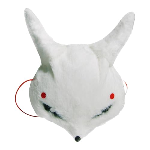 Vriusi Plüschtierkostüm, pelzige Tiermaskerade, niedliche Cosplay-Requisiten, Karnevals-Gesichtsbedeckung, weißes Tier, Tier-Cosplay-Zubehör, Kostüm, Halloween-Kostüm, Weihnachtsmaskerade von Vriusi