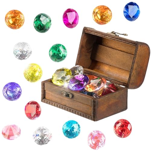 Vriusi Pool-Edelsteine zum Tauchen, Pool-Edelsteine, lustige Edelsteine für | Poolspielzeug, Tauchsteine mit Schatzbox, farbenfroher Tauchschmuck für die von Vriusi