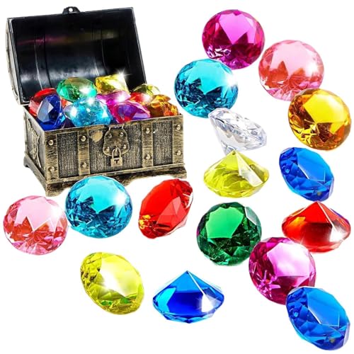 Vriusi Pool-Edelsteine zum Tauchen, Pool-Edelsteine | Schatzpoolspielzeug, Poolspielzeug, Tauchsteine mit Schatzbox, farbenfroher Tauchschmuck für den, von Vriusi