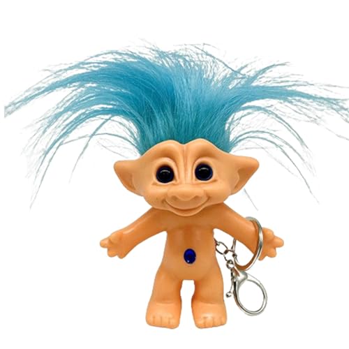 Vriusi Schlüsselanhänger niedlich | Vintage Troll Puppen Entzückende verrückte Farbe Haarfigur - Verrückte Farbe Haarfigur, Vintage Troll Puppen Entzückender Anti-Verlust-Schlüsselanhänger 10 cm für von Vriusi