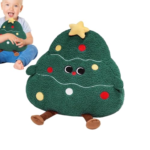 Vriusi Weihnachts-Plüschkissen | Winter-Weihnachtskissen | 39 cm Weihnachtsbaum, Rentier-Weihnachtskissen für Bett, Couch, Urlaubsdekoration, gemütliches Plüschkissen von Vriusi