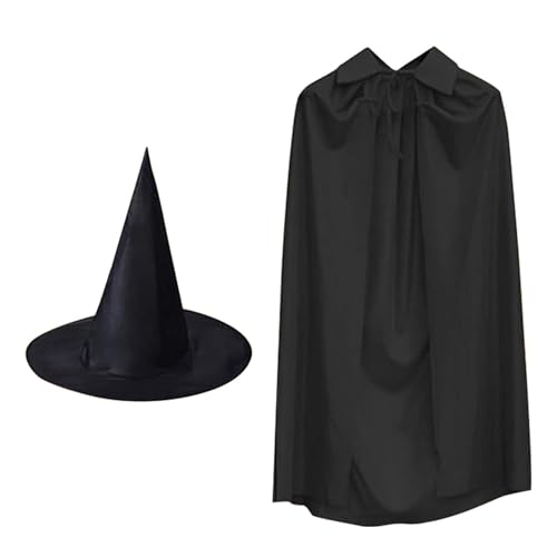 Vriusi Witch Cape, 55 Zoll Wizard Cloak With Witch Hat, Vampire Witch Cloak and Hat Set, Halloween Cosplay for Teenagers and Adults, Mittelalterliche Renaissance Kostüm für Halloween und Cosplay von Vriusi