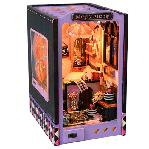 Vriusi Wooden Puzzle Bookends, Miniatur Puppenhaus, Holzbuch, Holzbuch, Holzkunst, Built-in Realistic LED Lighting Craft Decoration for Kids Room, Living Room, Study Room and Bedroom Vriusi Wooden Puzzle Bookends, Miniatur Puppenhaus, Holzbuch, Holzbuch, Holzkunst, Built-in Realistic LED Lighting Craft Decoration for Kids Room, Living Room, Study Room and Bedroom von Vriusi