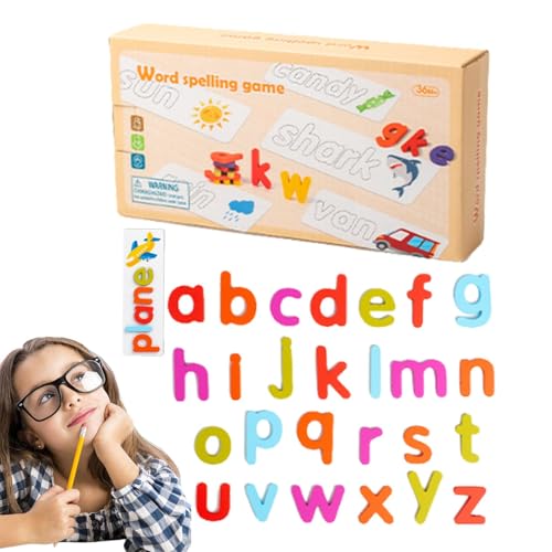 Vriusi Wooden Spell Learning Toys, Letter Alphabet Spelling Matching Game, Sight Words Letters Recognition Game for Home School Kindergarten, Perfect for Educational and Fun Learning Activities Vriusi Wooden Spell Learning Toys, Letter Alphabet Spelling Matching Game, Sight Words Letters Recognition Game for Home School Kindergarten, Perfect for Educational and Fun Learning Activities von Vriusi