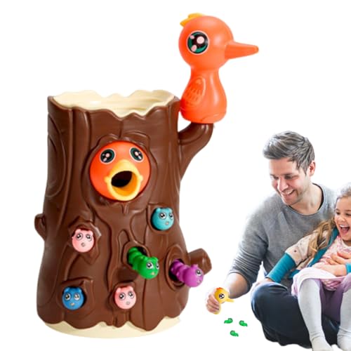 Vriusi Woodpecker Worm Toy Magnetic Kids Toy Fine Motor Skills Toy Preschool Magnetic Toy Worm Picking Game Toddler Magnetic Toy Bright Color Learning Toy Educational Wood Toy Kids Worm Game von Vriusi