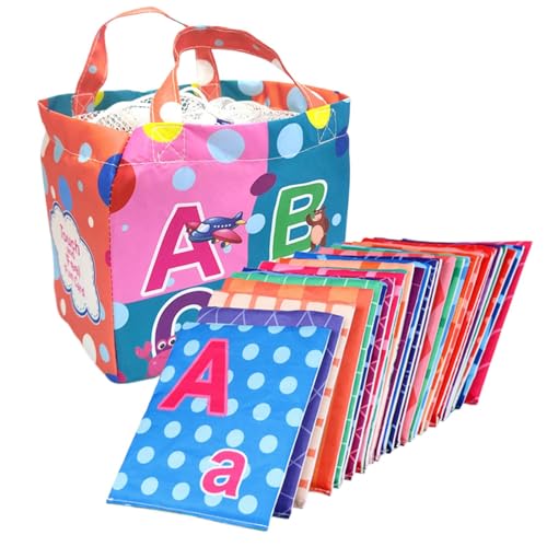 Weiche Alphabet-Karten für | Educational Cloth Letter Flash Cards | Interaktive Lernkarten mit Aufbewahrungstasche für Kinder, perfekt für frühes Literacy Entwicklung und Familienspaß von Vriusi
