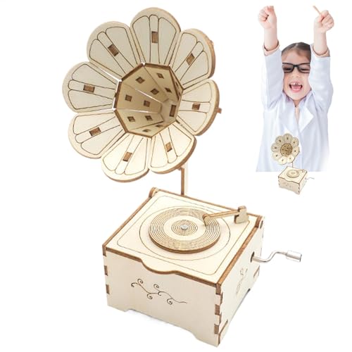 Wooden Gramophone Model, Retro Gramophone Model Puzzle, Wooden Puzzles Gramophone for Adults and Kids, Retro Music Box for Home Decor, Perfect for Creative and Nostalgic Home Entertainment von Vriusi