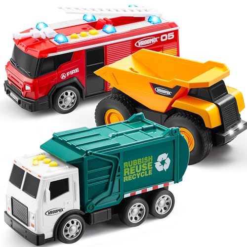 Vroomix 3er-Set Einsatzfahrzeug-Spielzeugset – Müllwagen, Feuerwehrauto und Baufahrzeug mit Reibungsantrieb und Lichtern und Geräuschen – Lernspielzeugset für Kleinkinder Jungen Vroomix 3er-Set Einsatzfahrzeug-Spielzeugset – Müllwagen, Feuerwehrauto und Baufahrzeug mit Reibungsantrieb und Lichtern und Geräuschen – Lernspielzeugset für Kleinkinder Jungen von Vroomix